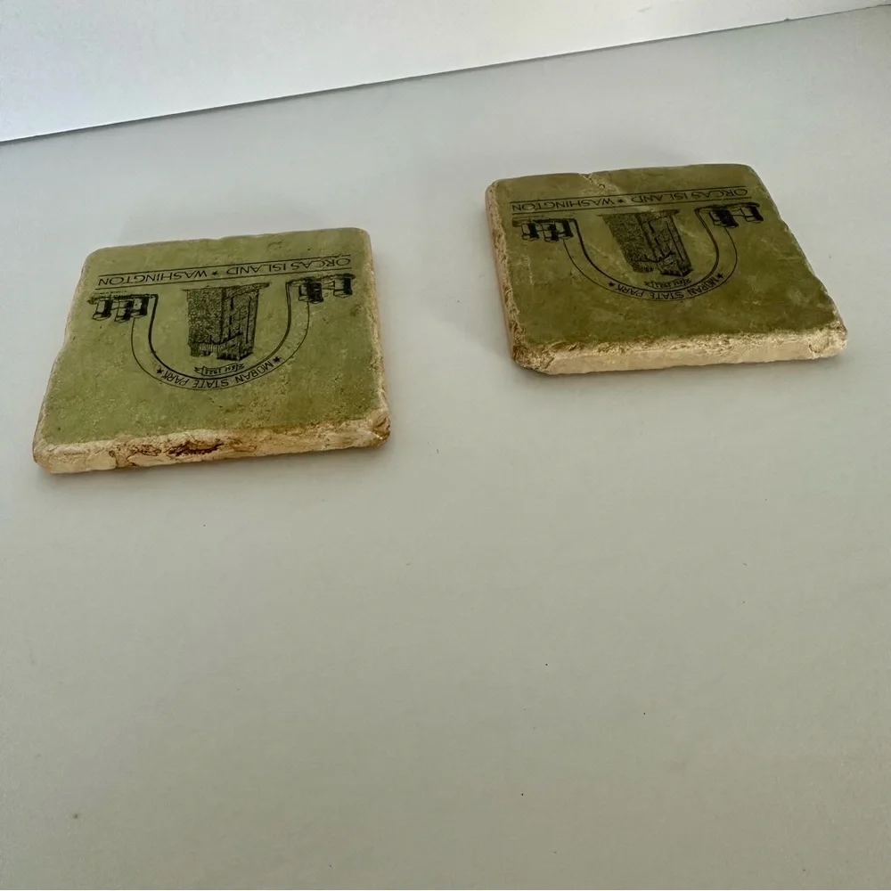 Orcas Island Washington Moran State Park Set Of Two Tumbled Marble Coasters